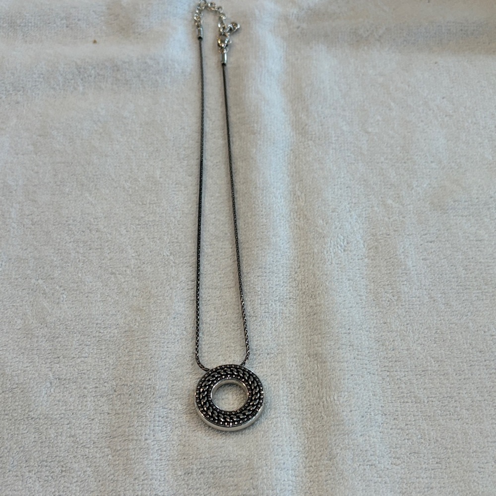 Brighton Silver Necklace with Textured Circular Pendant
